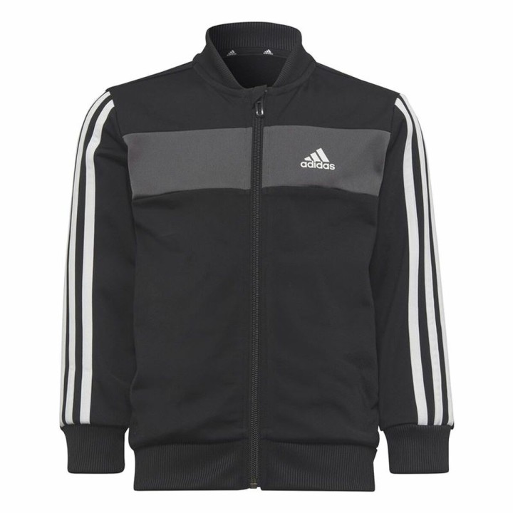 Træningsdragt til børn Adidas Essentials Shiny 3 Stripes Sort