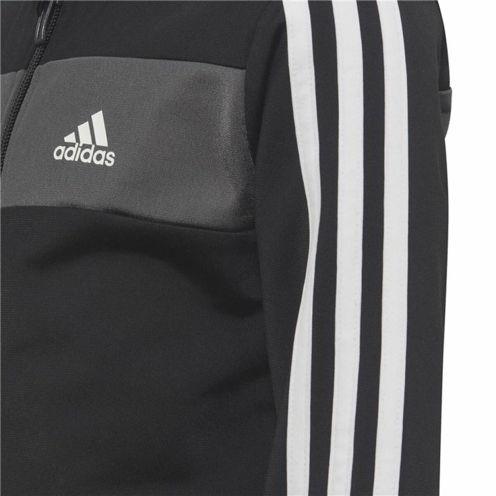 Træningsdragt til børn Adidas Essentials Shiny 3 Stripes Sort