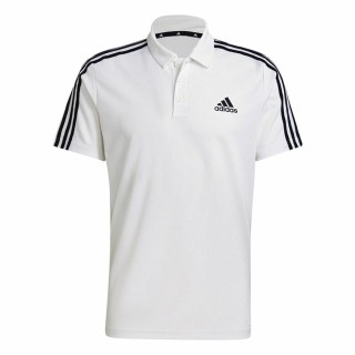 Kortærmet Polotrøje til Mænd Adidas Primeblue 3 Stripes Hvid