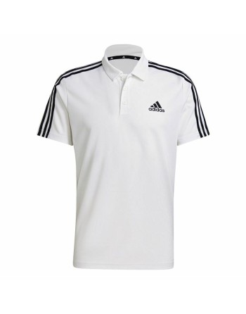 Polo de Manga Corta Hombre Adidas Primeblue 3 Stripes Blanco