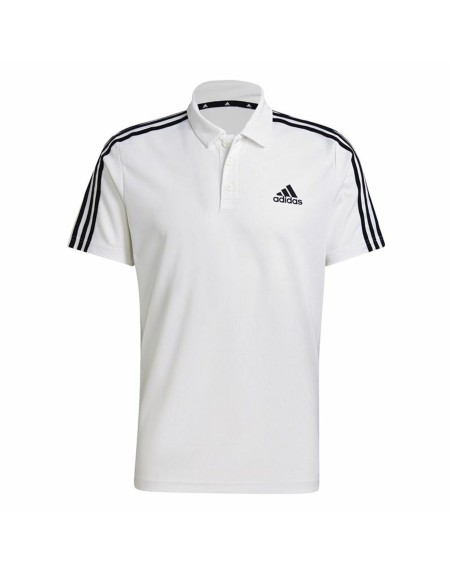 Polo à manches courtes homme Adidas Primeblue 3 Stripes Blanc