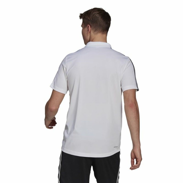 Kortærmet Polotrøje til Mænd Adidas Primeblue 3 Stripes Hvid
