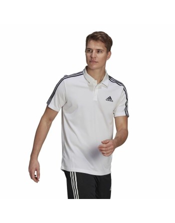 Herren Kurzarm-Poloshirt Adidas Primeblue 3 Stripes Weiß
