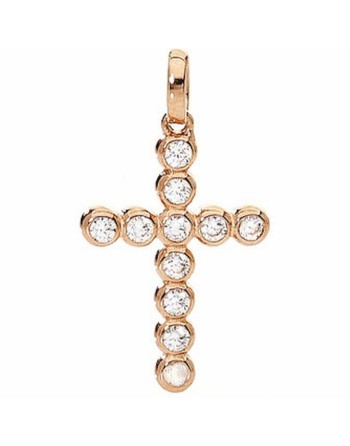 Damenhalskette Amen CROCE PICCOLA ARGENTO IP ORO ROSA E ZIRCONI