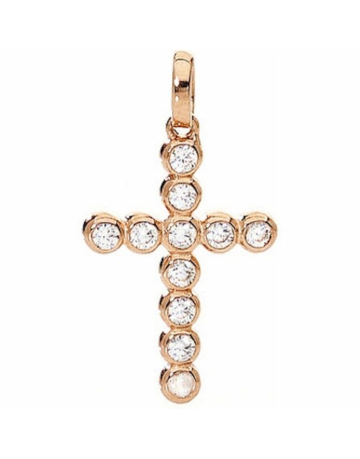 Collier Femme Amen CROCE PICCOLA ARGENTO IP ORO ROSA E ZIRCONI