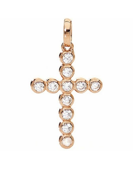 Collana Donna Amen CROCE PICCOLA ARGENTO IP ORO ROSA E ZIRCONI