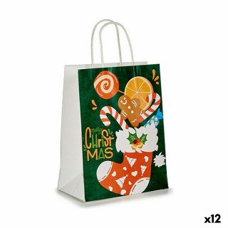 Papiertaschen Weihnachtsstrumpf grün (12 Stück)