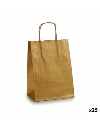 Sac en papier Doré 18 x 8 x 32 cm (25 Unités)