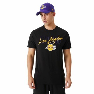 Kortærmet T-shirt til Mænd New Era Script LA Lakers 