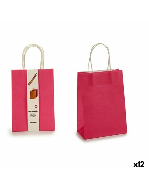 Set de Bolsas Rosa Papel 8 x 31 x 15 cm (12 Unidades)