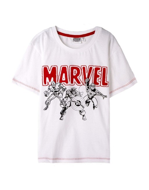 Maglia a Maniche Corte per Bambini Marvel Bianco