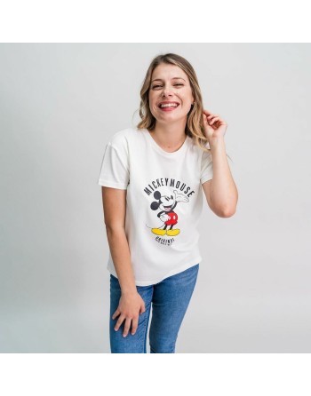 T-shirt à manches courtes femme Mickey Mouse Blanc