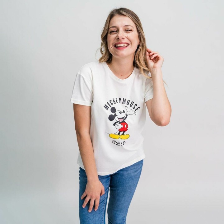 Kortærmet T-shirt til Kvinder Mickey Mouse Hvid
