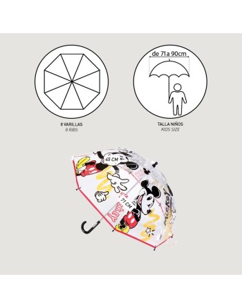 Parapluie Mickey Mouse Transparent Ø 71 cm Rouge