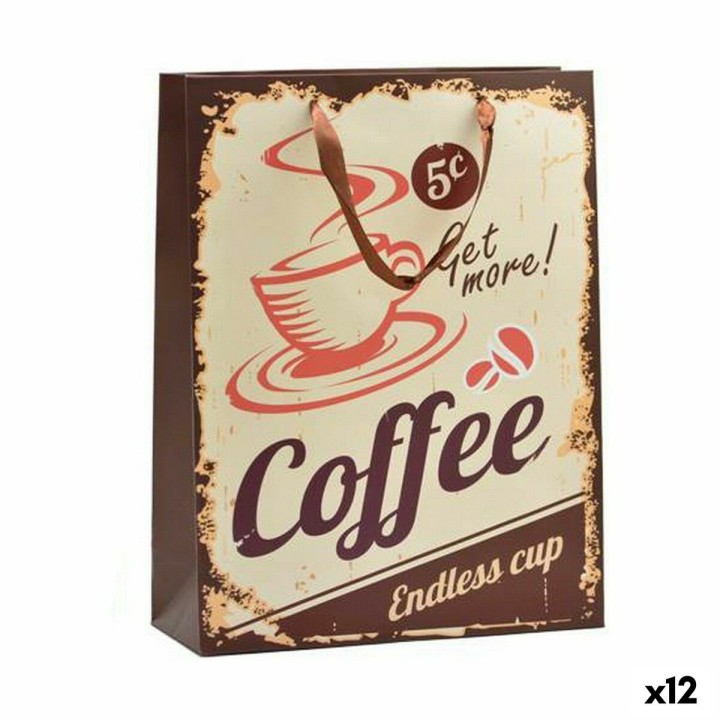 Sac en papier Hotdog & Coffee 8,5 x 24 x 18 cm (12 Unités)