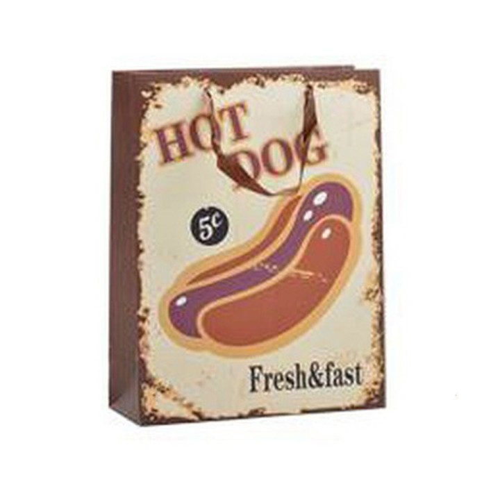 Sac en papier Hotdog & Coffee 8,5 x 24 x 18 cm (12 Unités)