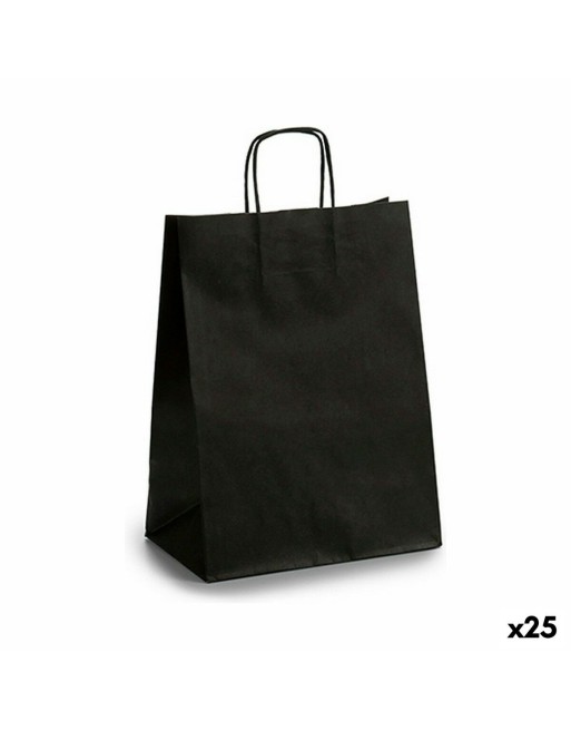 Sac en papier 24 x 12 x 40 cm Noir (25 Unités)