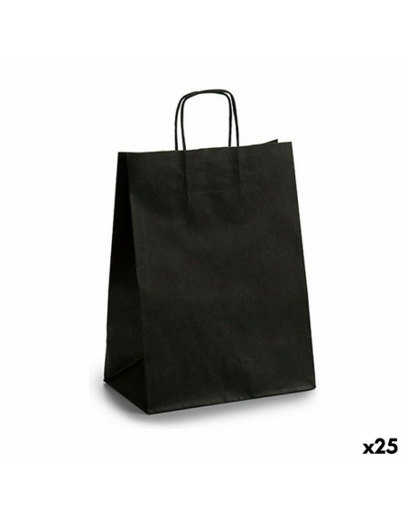 Paper Bag 24 x 12 x 40 cm Black (25 Units)