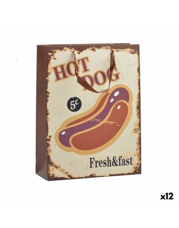 Papiertaschen Hotdog & Coffee 10 x 33 x 25,5 cm (12 Stück)