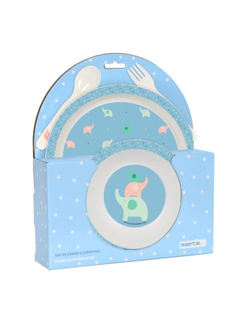 Sæt med spiseting til børn Safta Elefantes (4 Dele)