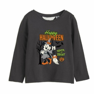 Langærmet T-shirt til Børn Minnie Mouse Halloween Mørkegrå