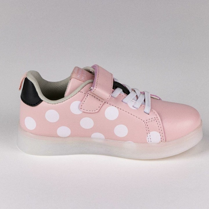 Zapatillas Deportivas con LED Minnie Mouse Velcro Rosa