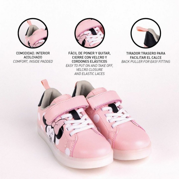 LED Træningssko Minnie Mouse Velcro Pink