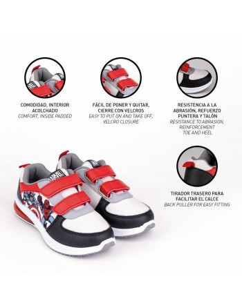 Turnschuhe mit LED The Avengers Velcro Schwarz