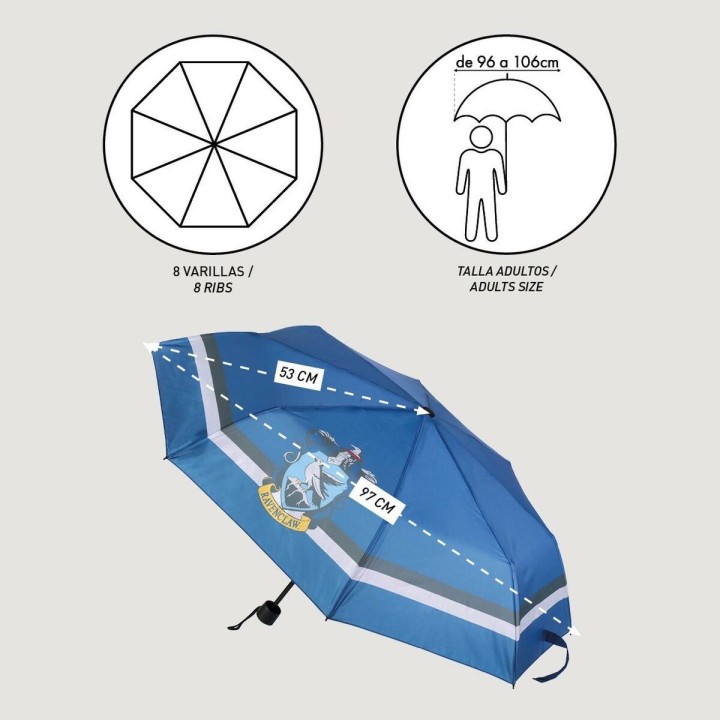 Ombrello Pieghevole Harry Potter Ravenclaw Azzurro 53 cm
