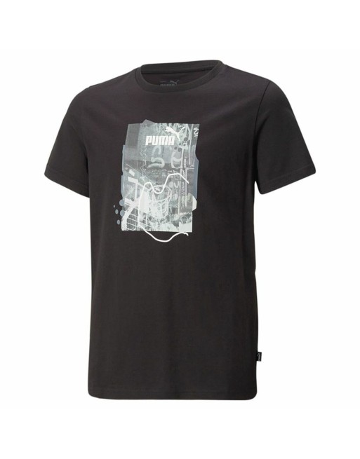 Kortærmet T-shirt til Børn Puma Essentials+ Street Art Grap Sort