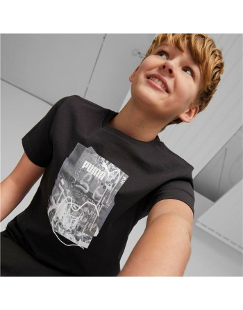 Maglia a Maniche Corte Bambino Puma Essentials+ Street Art Grap Nero