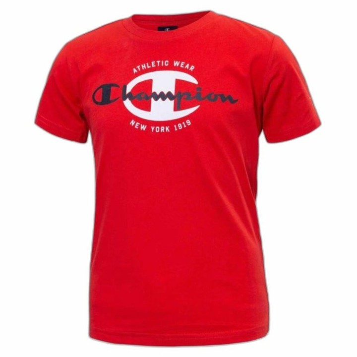 Kortærmet T-shirt til Børn Champion Crewneck  Rød