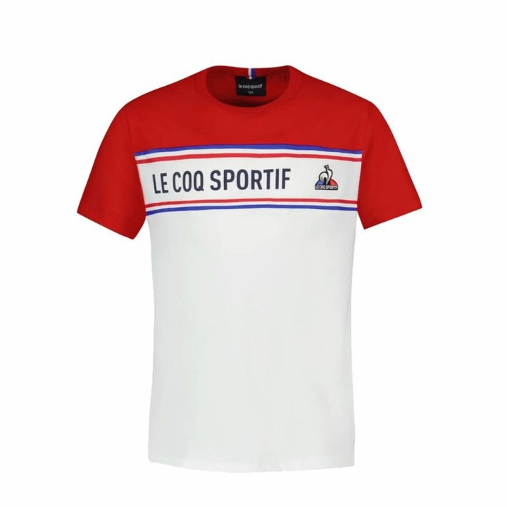 Kortærmet T-shirt til Børn Le coq sportif  N°2 Tricolore Hvid
