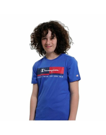 Children’s Short Sleeve T-Shirt Champion Crewneck  Blue