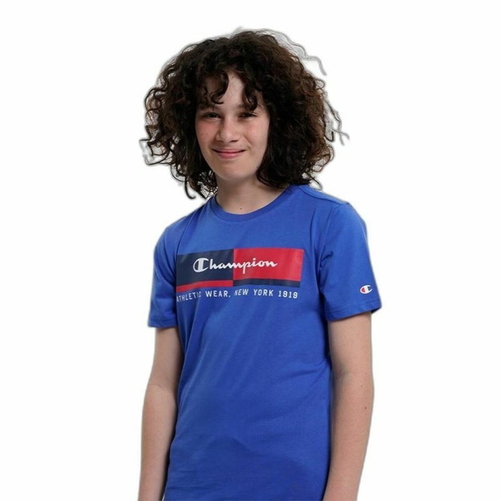 Kortærmet T-shirt til Børn Champion Crewneck  Blå