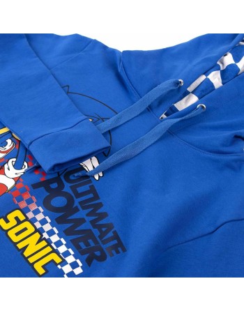 Felpa con Cappuccio da Bambina Sonic Azzurro