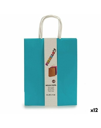 Set de Bolsas Papel Azul 11 x 36 x 21 cm (12 Unidades)