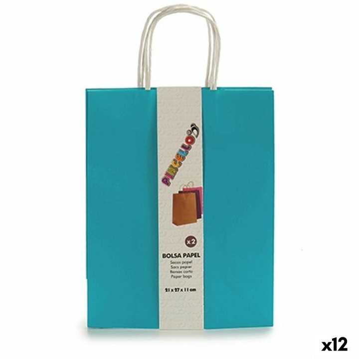 Ensemble de Sacs Papier Bleu 11 x 36 x 21 cm (12 Unités)