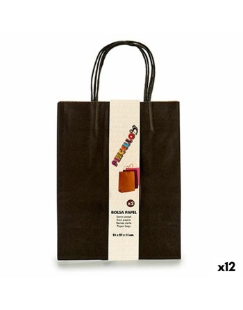 Ensemble de Sacs Papier Noir 11 x 36 x 21 cm (12 Unités)
