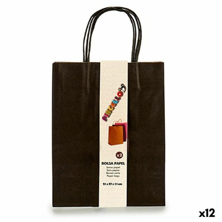 Set di Buste Carta Nero 11 x 36 x 21 cm (12 Unità)