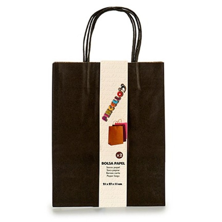 Set de Bolsas Papel Negro 11 x 36 x 21 cm (12 Unidades)