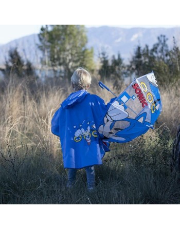 Wasserfeste Poncho mit Kapuze Sonic Blau