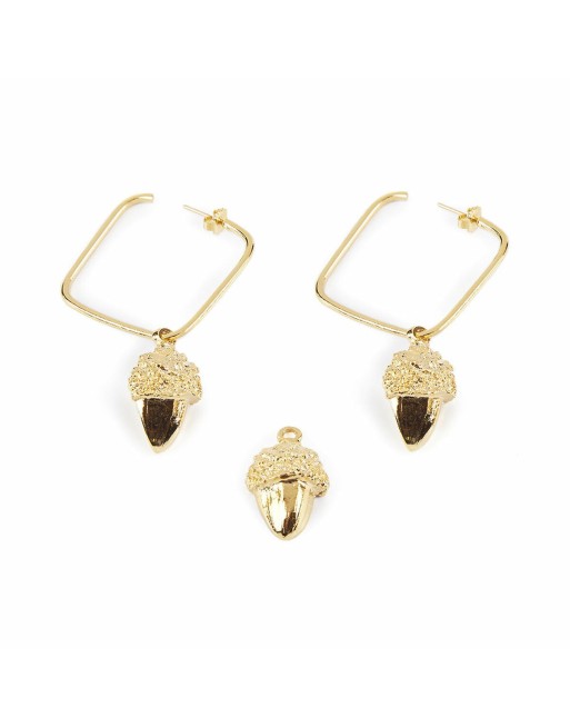 Boucles d´oreilles Femme Shabama   Laiton Gland Trempé en flash doré 3 cm