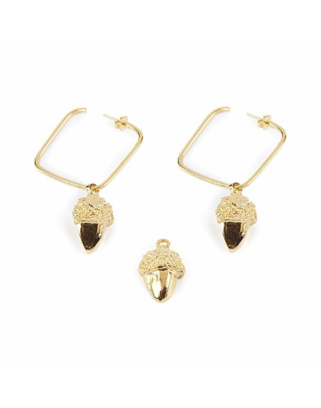 Orecchini Donna Shabama   Ottone Ghianda Bagno di flash oro 3 cm