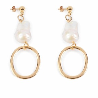 Orecchini Donna Shabama Balboa Ottone bagnato in oro Perline 8 cm