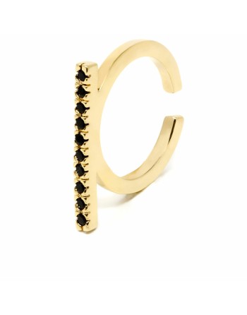 Ladies' Ring Shabama Manhattan Brass gold-plated Black Adjustable
