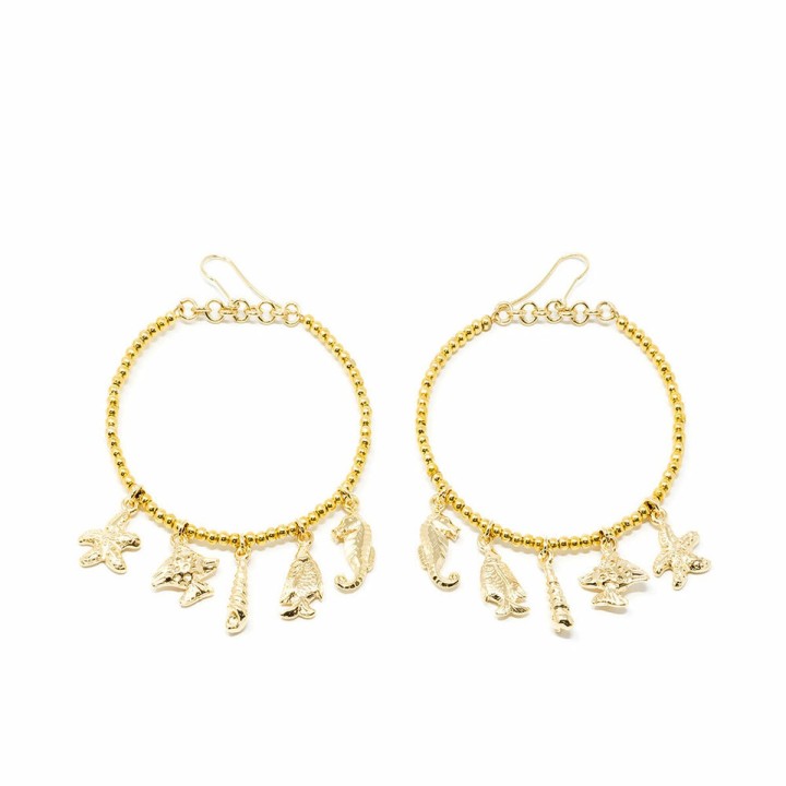 Pendientes Mujer Shabama Formentor Latón Bañado en oro 6 cm
