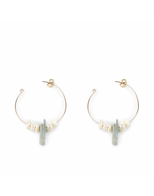 Boucles d´oreilles Femme Shabama Lao Laiton En or Perles 4 cm