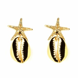 Orecchini Donna Shabama Fornells Ottone bagnato in oro 4 cm
