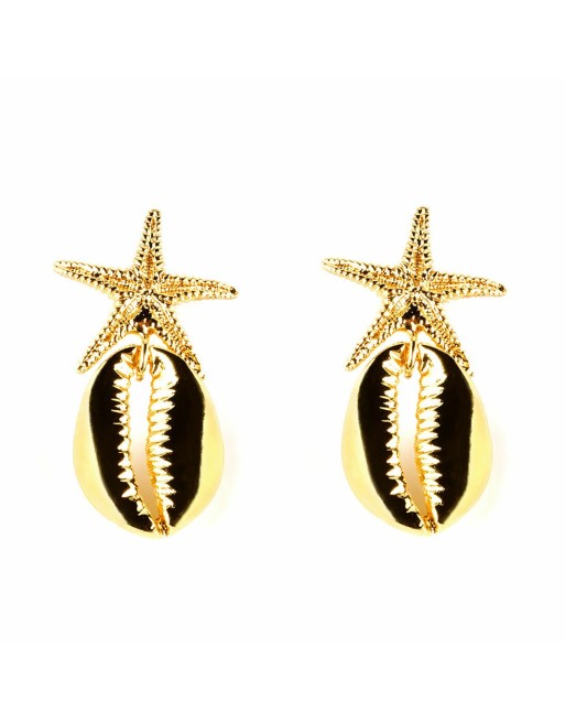 Orecchini Donna Shabama Fornells Ottone bagnato in oro 4 cm